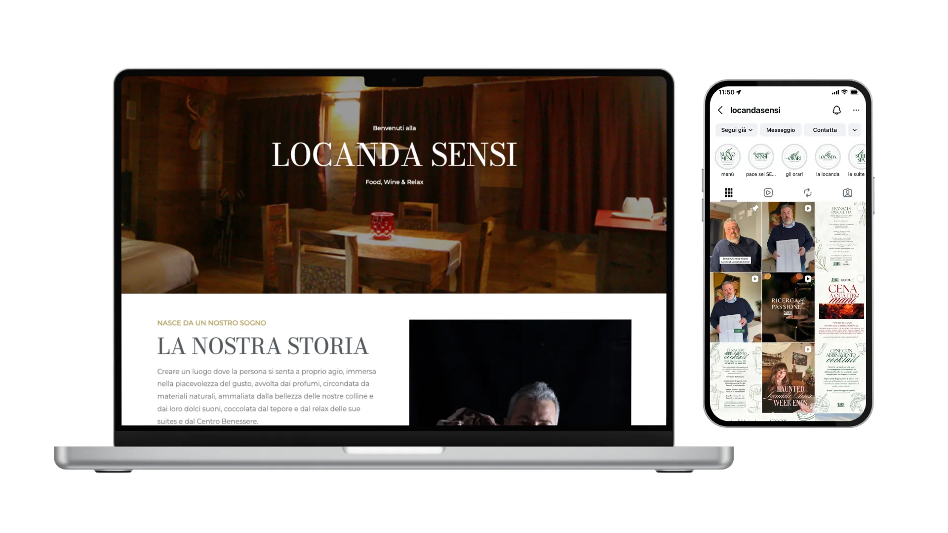 Locanda Sensi Piacenza social media e sito web